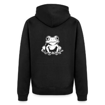 Frosch Amphibie Kröte - Unisex Premium Bio Zip Hoodie - Schwarz - Hinten - Nico (187cm)