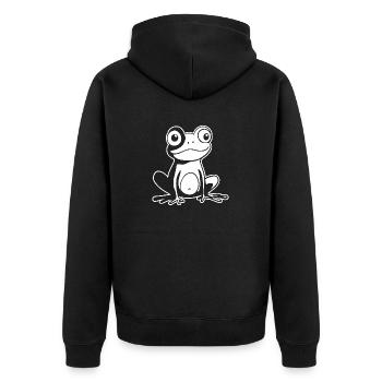 Frosch Amphibie Kröte - Unisex Premium Bio Zip Hoodie - Schwarz - Hinten - Nico (187cm)