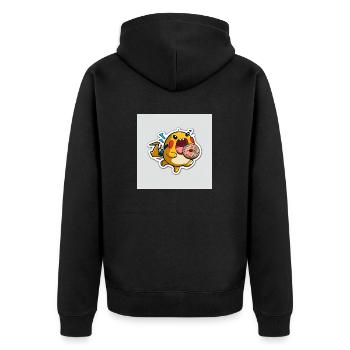 Der elektrische Donut-Liebhaber - Unisex Premium Bio Zip Hoodie - Schwarz - Hinten - Nico (187cm)