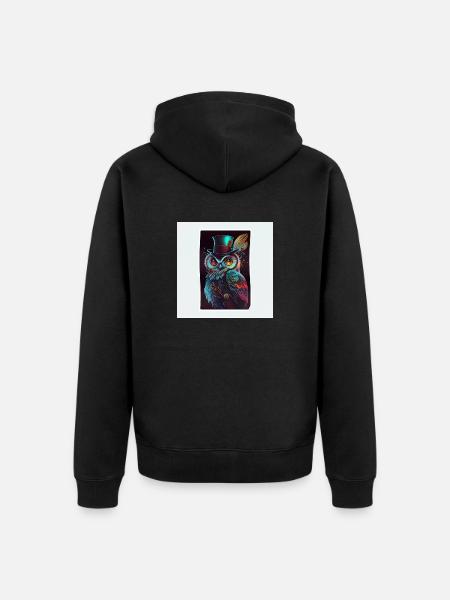Coole Eule Sticker - Unisex Premium Bio Zip Hoodie - Schwarz