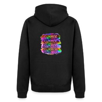 sommer surfen kroatien strand paradies party vibes usa - Unisex Premium Bio Zip Hoodie - Schwarz - Hinten - Nico (187cm)