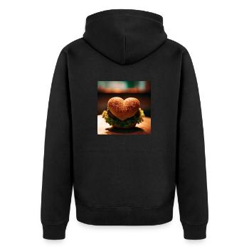Liebe geht durch den Magen - Unisex Premium Bio Zip Hoodie - Schwarz - Hinten - Nico (187cm)