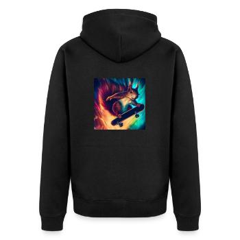 exciting view - Unisex Premium Organic Zip Hoodie - black - Back - Nico (187cm)
