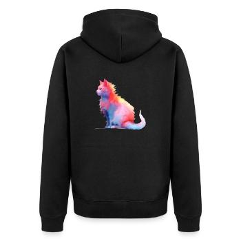 Sweet Cat Graphic Shirts - Unisex Premium Organic Zip Hoodie - black - Back - Nico (187cm)