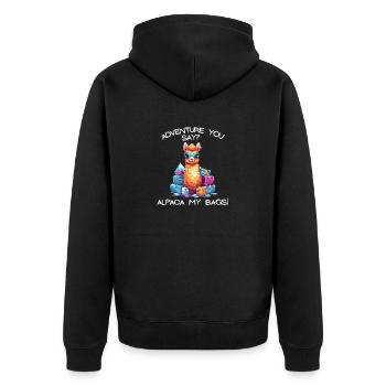Cool Adventure You Say Alpaca My Bags Tee Kids - Unisex Premium Organic Zip Hoodie - black - Back - Nico (187cm)