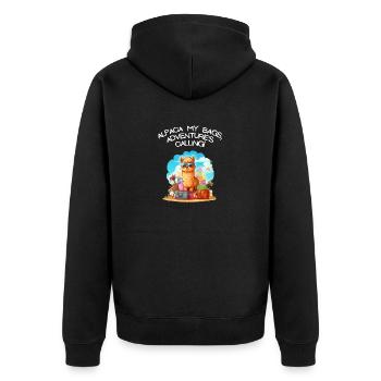 Cool Adventure You Say Alpaca My Bags Tee Kids - Unisex Premium Organic Zip Hoodie - black - Back - Nico (187cm)