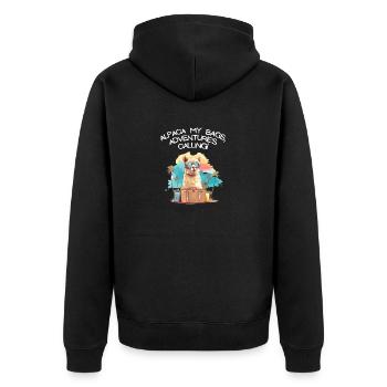 Cool Adventure You Say Alpaca My Bags Tee Kids - Unisex Premium Organic Zip Hoodie - black - Back - Nico (187cm)