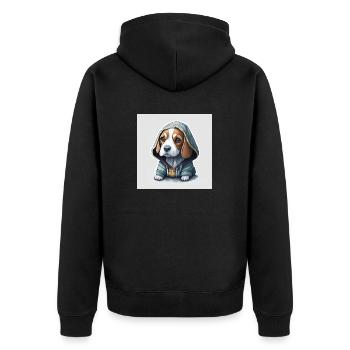 Beagle im Hoodie - Unisex Premium Bio Zip Hoodie - Schwarz - Hinten - Nico (187cm)