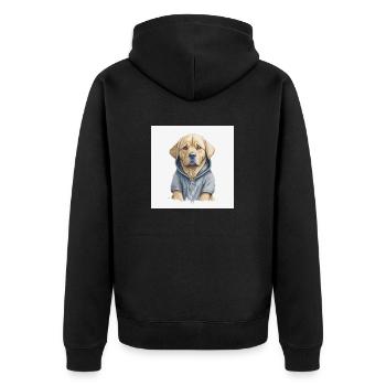Labrador Retriever Portrait - Unisex Premium Bio Zip Hoodie - Schwarz - Hinten - Nico (187cm)