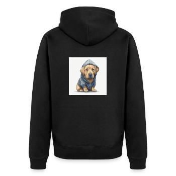Labrador Retriever - Unisex Premium Bio Zip Hoodie - Schwarz - Hinten - Nico (187cm)