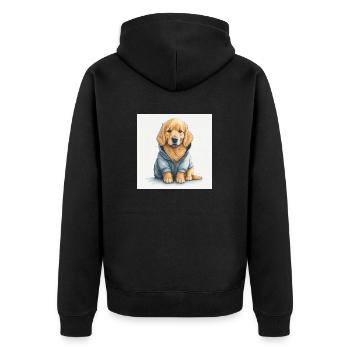 Golden Retriever im Hoodie - Unisex Premium Bio Zip Hoodie - Schwarz - Hinten - Nico (187cm)