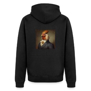 Chicken in a Suit - Victorian 1800s Style - Unisex Premium Organic Zip Hoodie - black - Back - Nico (187cm)