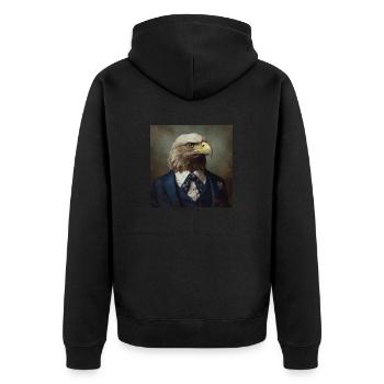 Eagle in a Suit - Victorian 1800s Style - Unisex Premium Organic Zip Hoodie - black - Back - Nico (187cm)