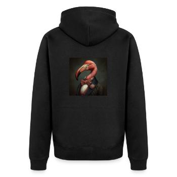 Flamingo in a Suit - Victorian 1800s Style - Unisex Premium Organic Zip Hoodie - black - Back - Nico (187cm)