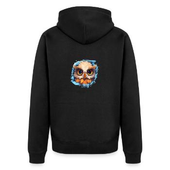 Niedliche Wachsame Eule | Nachtschwärmer Eule - Unisex Premium Bio Zip Hoodie - Schwarz - Hinten - Nico (187cm)