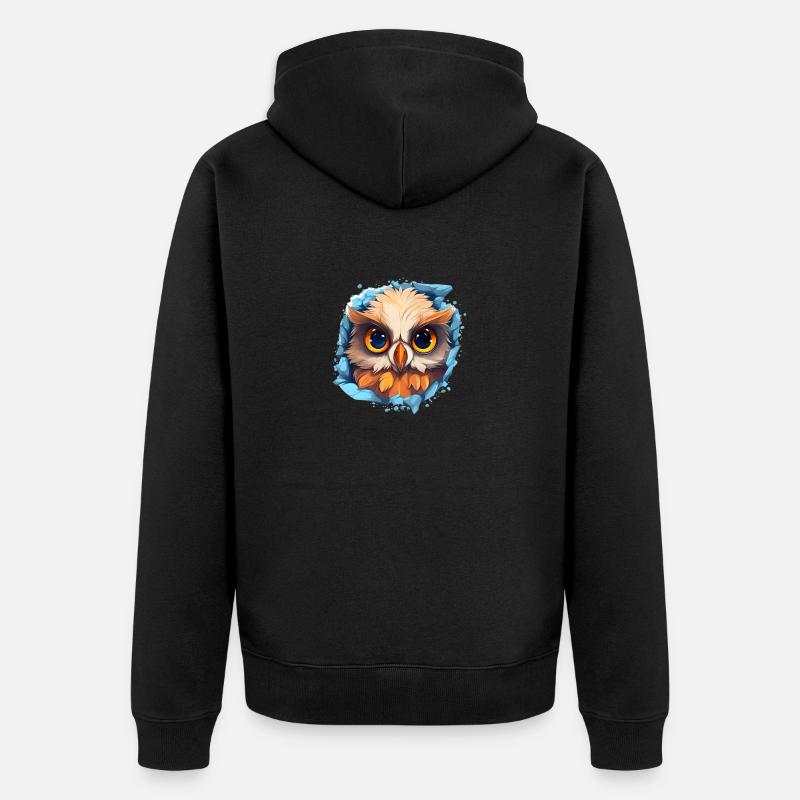 Niedliche Wachsame Eule | Nachtschwärmer Eule - Unisex Premium Bio Zip Hoodie - Schwarz