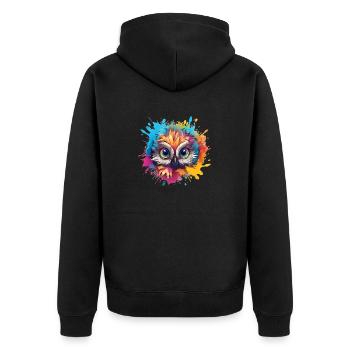 Niedliche Wachsame Eule | Nachtschwärmer Eule - Unisex Premium Bio Zip Hoodie - Schwarz - Hinten - Nico (187cm)