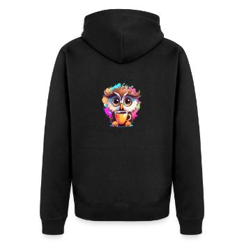Niedliche Wachsame Eule | Nachtschwärmer Eule - Unisex Premium Bio Zip Hoodie - Schwarz - Hinten - Nico (187cm)