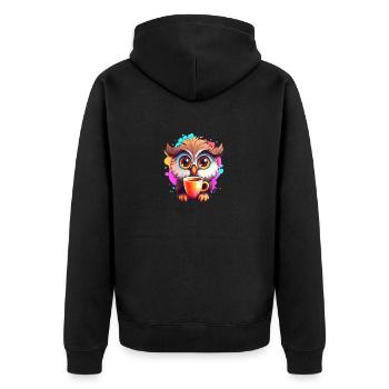 Niedliche Wachsame Eule | Nachtschwärmer Eule - Unisex Premium Bio Zip Hoodie - Schwarz - Hinten - Nico (187cm)