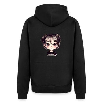 Manga Japan Drawing - Unisex Premium Organic Zip Hoodie - black - Back - Nico (187cm)