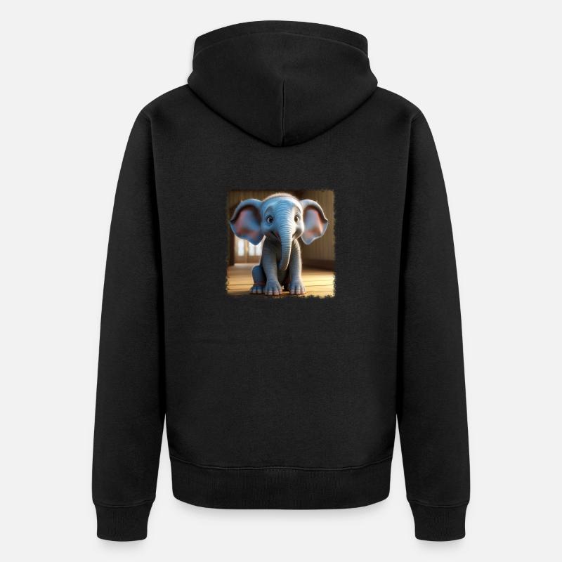 Petit éléphant mignon - Veste à capuche bio Premium Unisexe - noir