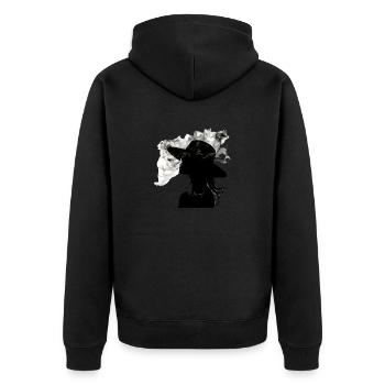 Smoking Faru - Unisex Premium Organic Zip Hoodie - black - Back - Nico (187cm)