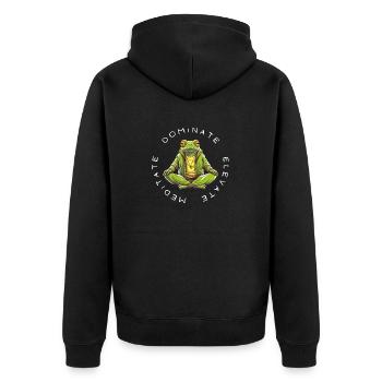 Yoga Meditation Meditate and Enhance - Unisex Premium Organic Zip Hoodie - black - Back - Nico (187cm)