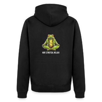 Yoga Meditation Hop Stretch Relax Tea - Unisex Premium Organic Zip Hoodie - black - Back - Nico (187cm)
