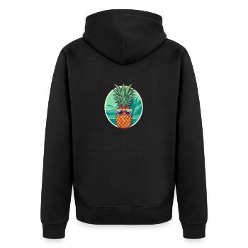 Pineapple Beach - Lustiges Sommerurlaubs-T-Shirt - Unisex Premium Bio Zip Hoodie - Schwarz - Hinten - Nico (187cm)