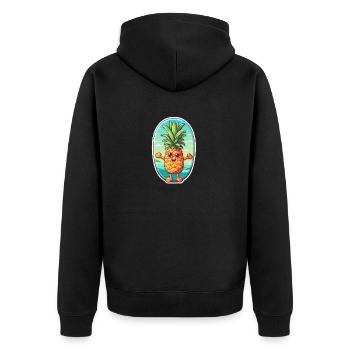 Pineapple Beach - Lustiges Sommerurlaubs-T-Shirt - Unisex Premium Bio Zip Hoodie - Schwarz - Hinten - Nico (187cm)