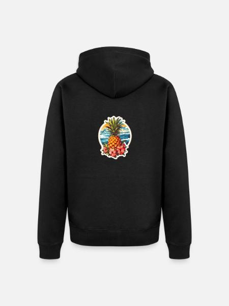 Pineapple Beach - Blumen Sommerurlaub Tee - Unisex Premium Bio Zip Hoodie - Schwarz
