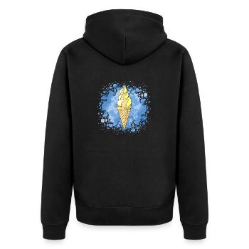Eis - Unisex Premium Bio Zip Hoodie - Schwarz - Hinten - Nico (187cm)