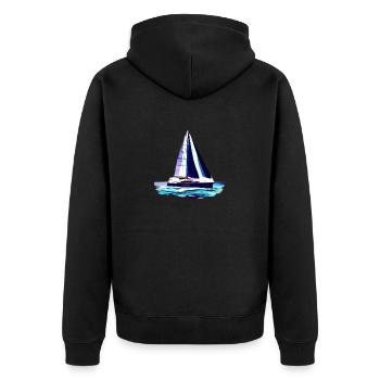 sailing ship sailing sailing sailor sailboat - Unisex Premium Organic Zip Hoodie - black - Back - Nico (187cm)