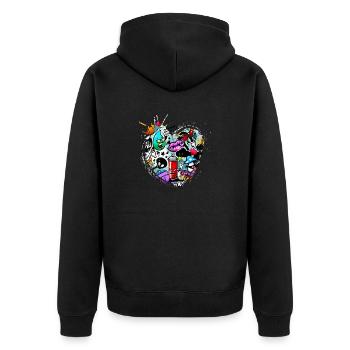 Graffiti-Stil Splash Hip-Hop-Farben Malerfarbe - Unisex Premium Bio Zip Hoodie - Schwarz - Hinten - Nico (187cm)