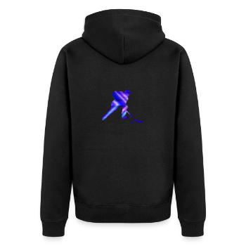 Eishockey Spieler Double Exposure Puck Geschenk - Unisex Premium Bio Zip Hoodie - Schwarz - Hinten - Nico (187cm)