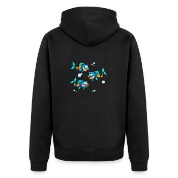 Funny Fish With Different Expressions - Unisex Premium Organic Zip Hoodie - black - Back - Nico (187cm)