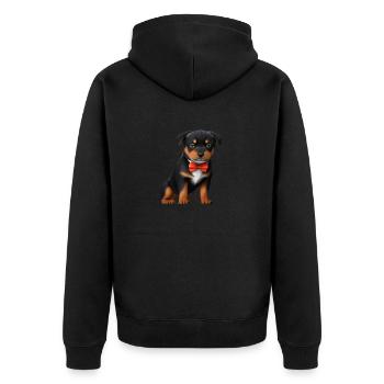 Dog puppy Rottweiler with bow tie dog suit dogs - Unisex Premium Organic Zip Hoodie - black - Back - Nico (187cm)