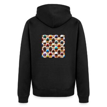 Gesicht im Hut Muster - Unisex Premium Bio Zip Hoodie - Schwarz - Hinten - Nico (187cm)