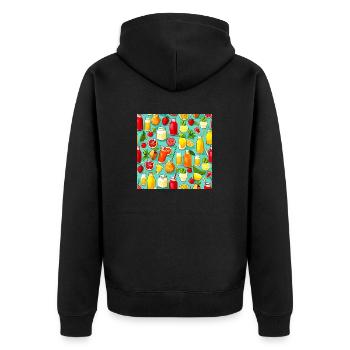 Yummy Summer Lemonade Pattern - Unisex Premium Organic Zip Hoodie - black - Back - Nico (187cm)