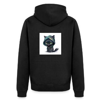 Kleine süße schwarze Katze. - Unisex Premium Bio Zip Hoodie - Schwarz - Hinten - Nico (187cm)