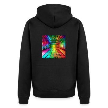 3D-Regenbogen-Quadrate - Unisex Premium Bio Zip Hoodie - Schwarz - Hinten - Nico (187cm)