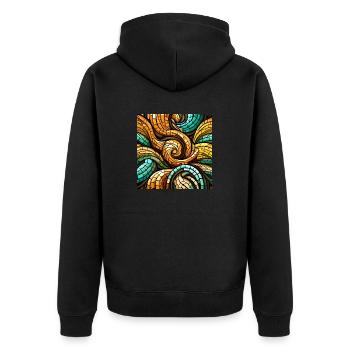 Triskelion-Mosaik - Unisex Premium Bio Zip Hoodie - Schwarz - Hinten - Nico (187cm)