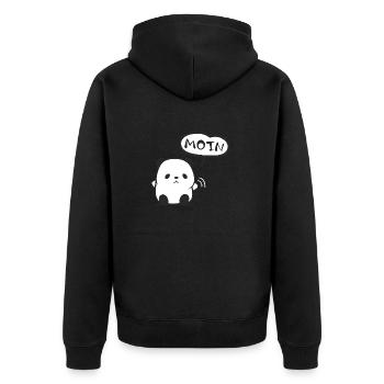 Moin Bär - Unisex Premium Bio Zip Hoodie - Schwarz - Hinten - Nico (187cm)