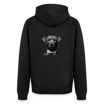 Labradorbesitzer Hundewelpe Labrador Retriever - Unisex Premium Bio Zip Hoodie - Schwarz - Hinten - Nico (187cm)