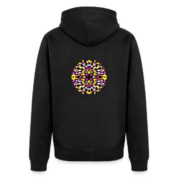 Bunter Tintenklecks | - Unisex Premium Bio Zip Hoodie - Schwarz - Hinten - Nico (187cm)