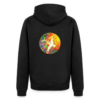 Friedenstaube - Unisex Premium Bio Zip Hoodie - Schwarz - Hinten - Nico (187cm)