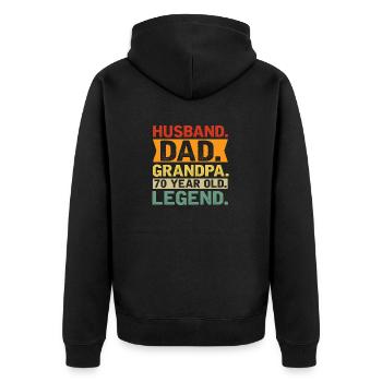 Husband. Dad. Grandpa. 70 Year Old. Laying. - Unisex Premium Organic Zip Hoodie - black - Back - Nico (187cm)