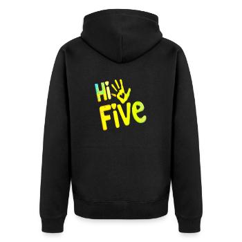 High Five Style Cool Hand Joke Saying Hit Trend - Unisex Premium Organic Zip Hoodie - black - Back - Nico (187cm)
