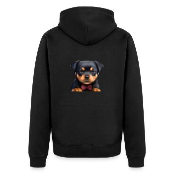 Rottweiler Dogs with Bow Tie Dog Suit Puppy - Unisex Premium Organic Zip Hoodie - black - Back - Nico (187cm)