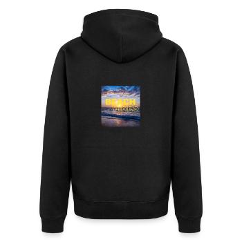 Beach 24 - Unisex Premium Bio Zip Hoodie - Schwarz - Hinten - Nico (187cm)